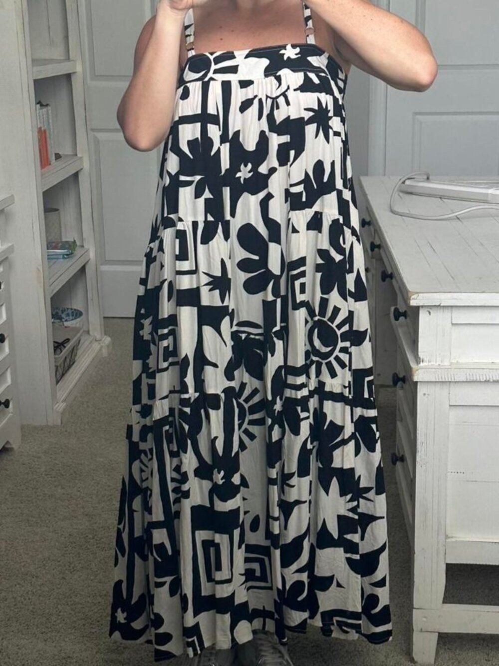 Abel the Label Anthropologie Abstract Pattern Midi, Black/White, Size L